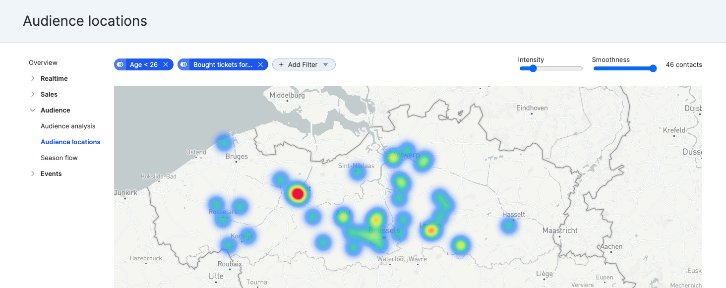 Interactive dashboard on audience location